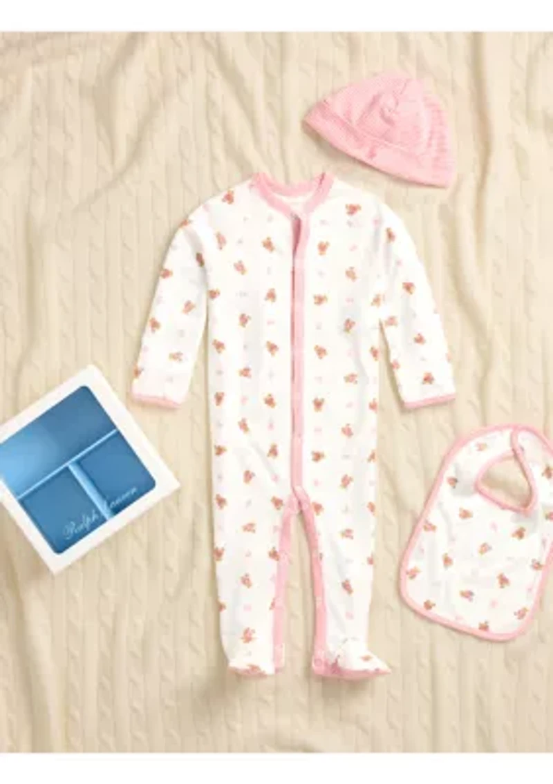 Baby Girls Floral Cotton 3-Piece Gift Set