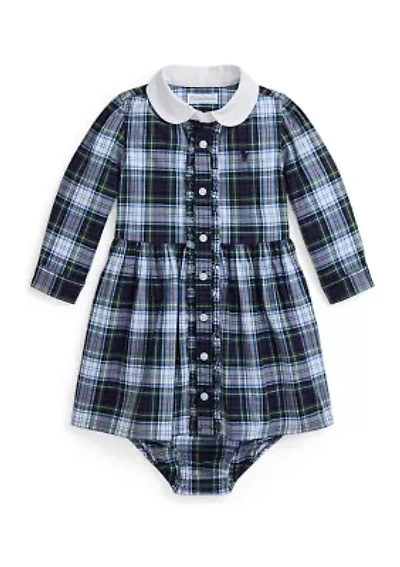 Baby Girls Plaid Cotton Poplin Shirtdress & Bloomer