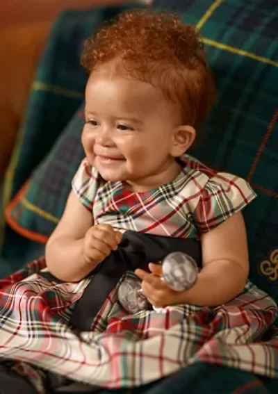Baby Girls Plaid Twill Dress & Bloomer
