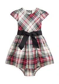 Baby Girls Plaid Twill Dress & Bloomer