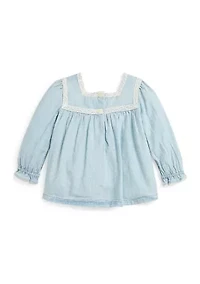 Baby Girls Chambray Top & Ribbed Leggings Set