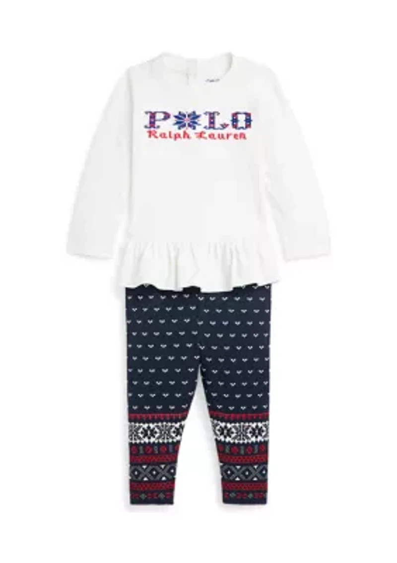 Baby Girls Logo Peplum Jersey T-Shirt & Leggings Set