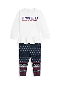 Baby Girls Logo Peplum Jersey T-Shirt & Leggings Set