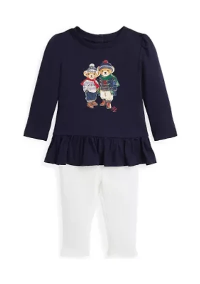 Baby Girls Polo Bear Jersey T-Shirt & Leggings Set