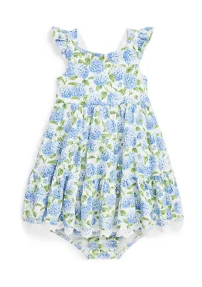 Baby Girls Floral Cotton Mesh Dress & Bloomer
