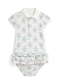 Baby Girls Floral Cotton Polo Dress & Bloomer