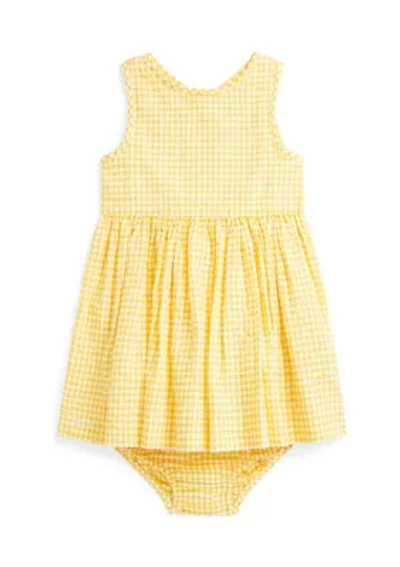 Baby Girls Gingham Seersucker Dress & Bloomer