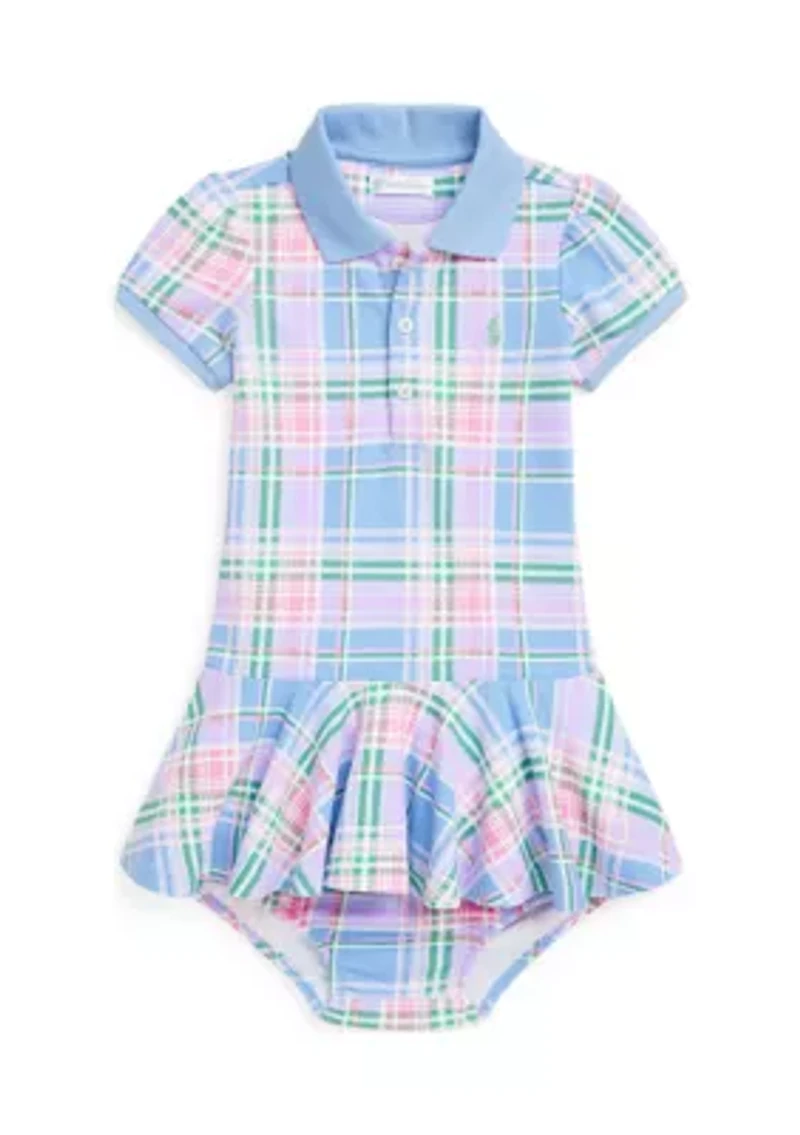 Baby Girls Plaid Mesh Polo Dress & Bloomer
