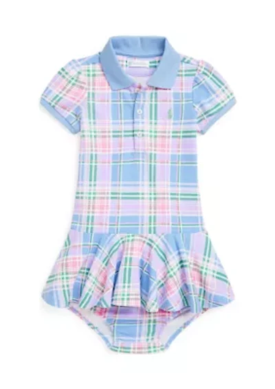 Baby Girls Plaid Mesh Polo Dress & Bloomer