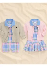Baby Girls Plaid Mesh Polo Dress & Bloomer