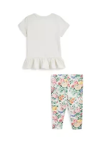 Baby Girls Logo Jersey T-Shirt & Floral Leggings Set
