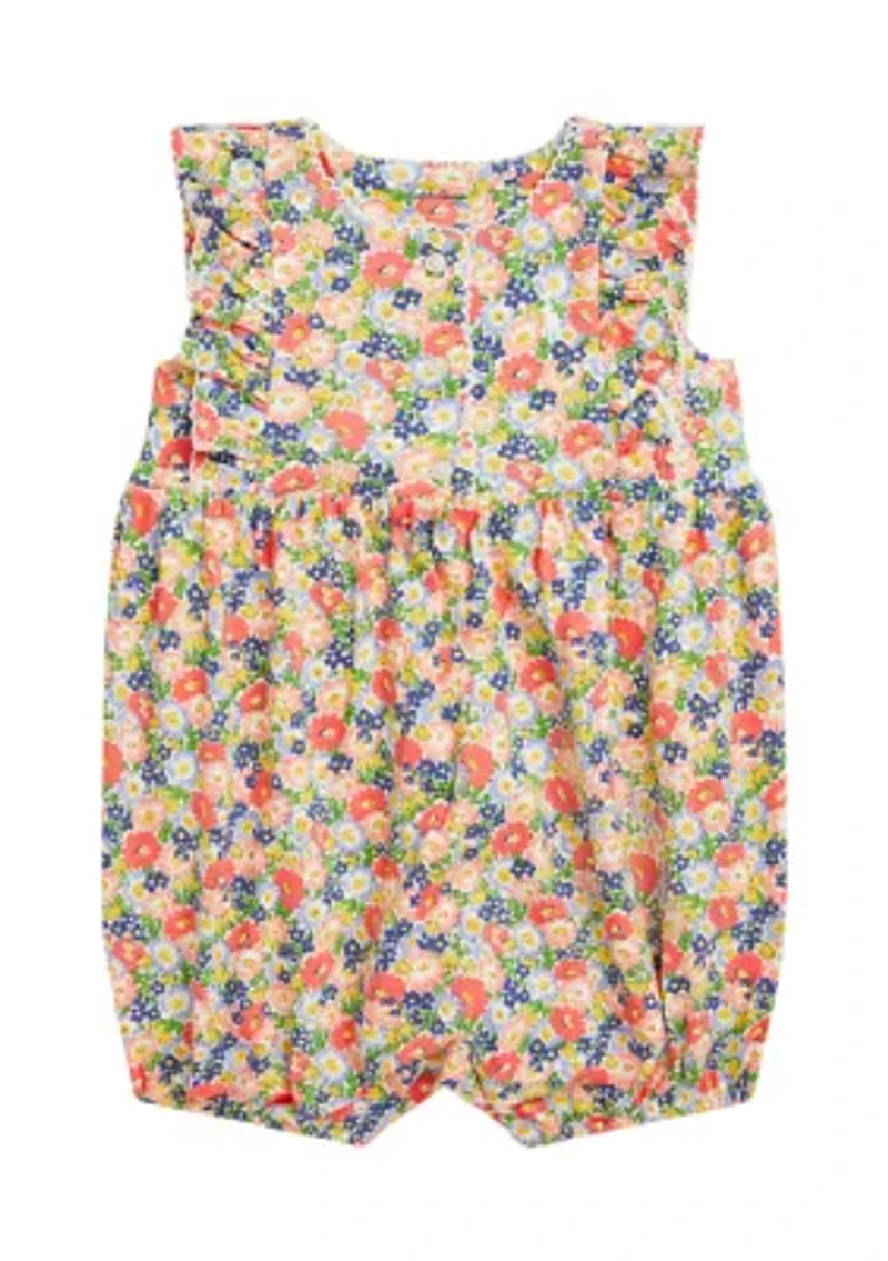 Baby Girls Floral Cotton Jersey Bubble Shortall