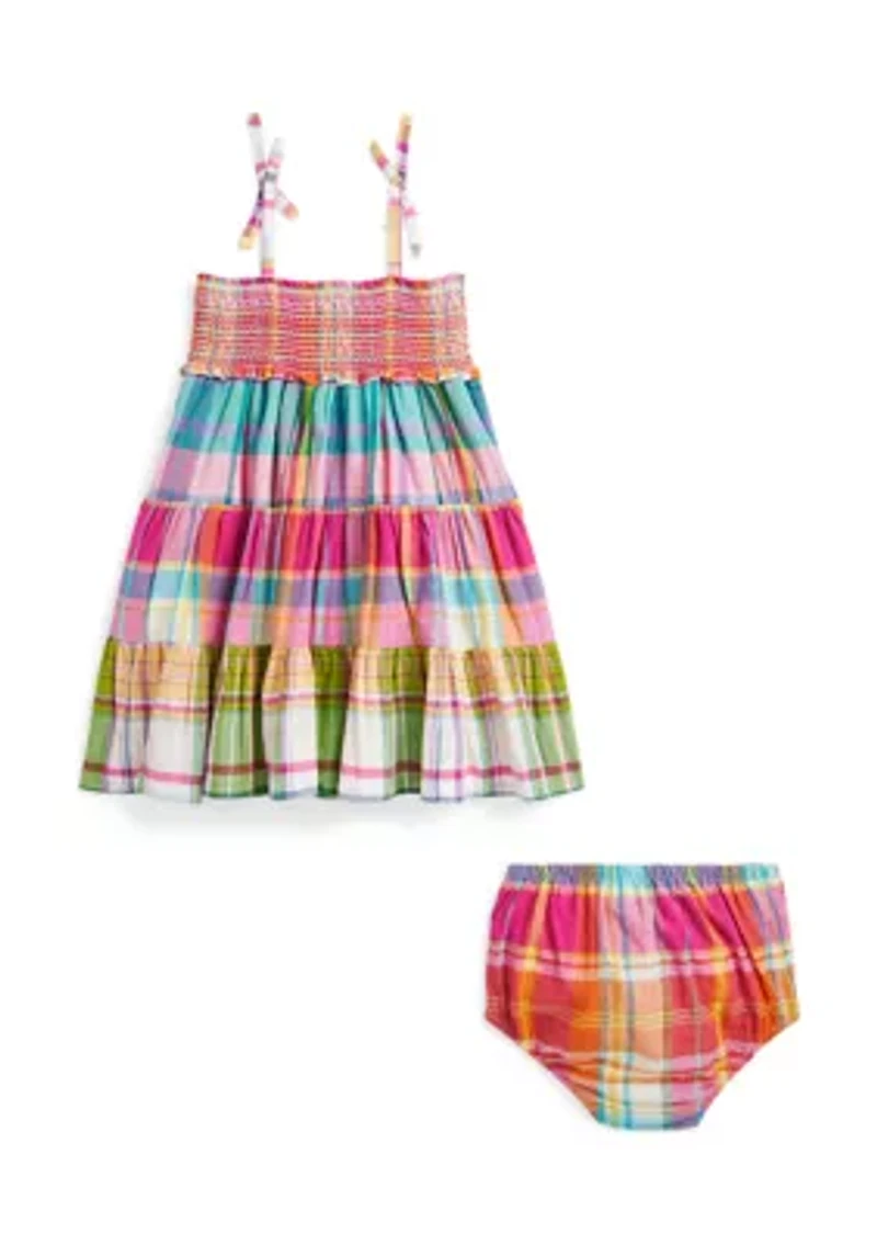 Baby Girls Plaid Cotton Madras Dress & Bloomer