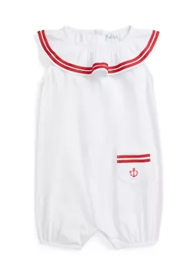 Baby Girls Smocked Cotton Jersey Peplum Top