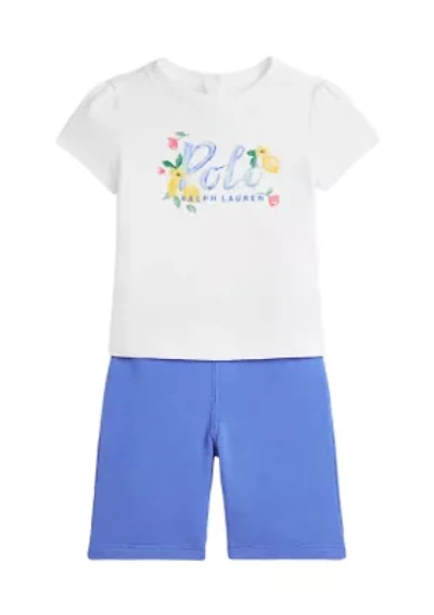 Baby Girls Logo Jersey T-Shirt & Terry Pants Set