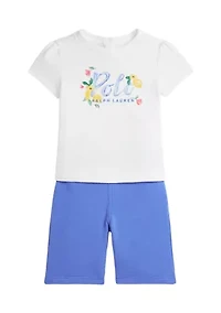 Baby Girls Logo Jersey T-Shirt & Terry Pants Set