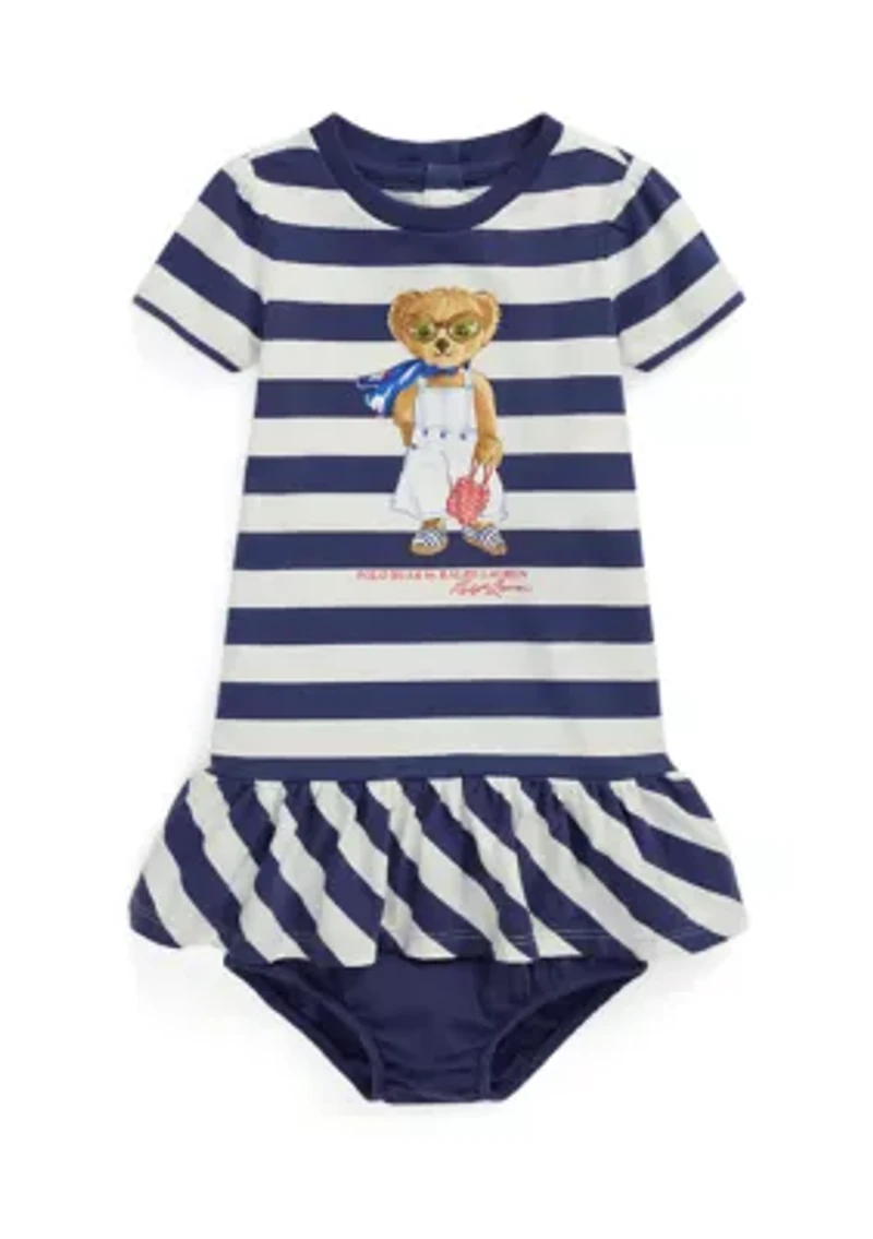 Girls 2-6x Striped Polo Bear Cotton Dress & Bloomer