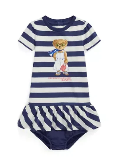 Girls 2-6x Striped Polo Bear Cotton Dress & Bloomer