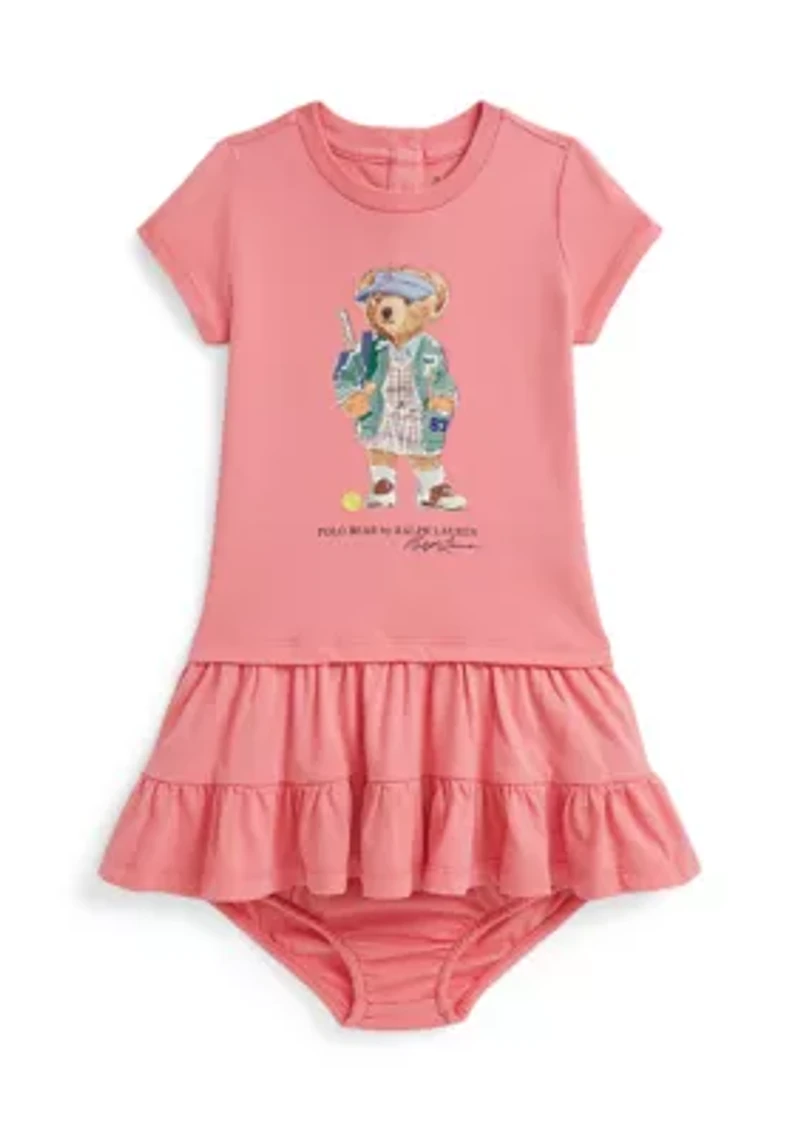 Baby Girls Polo Bear Tiered Cotton Jersey Dress