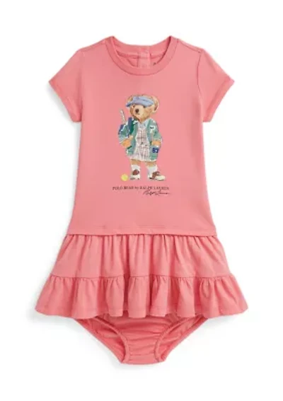 Baby Girls Polo Bear Tiered Cotton Jersey Dress