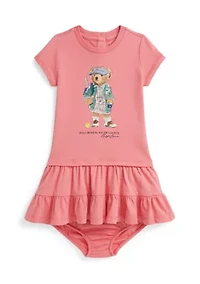 Baby Girls Polo Bear Tiered Cotton Jersey Dress
