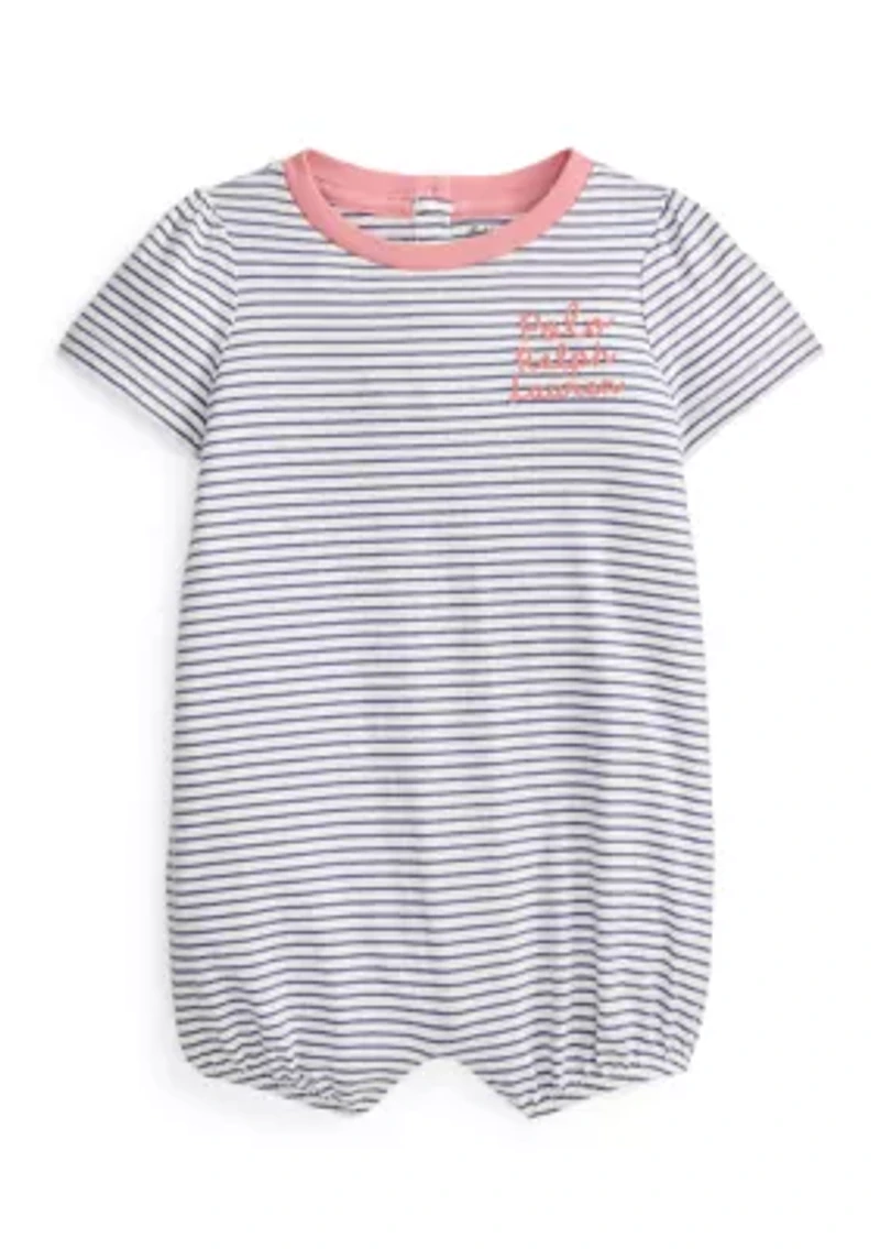 Baby Girls Logo Cotton Jersey Bubble Shortall