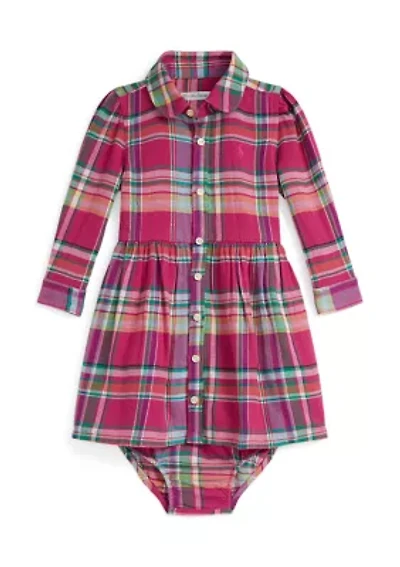 Baby Girls Cotton Bodysuit & Plaid Ponte Dress Set