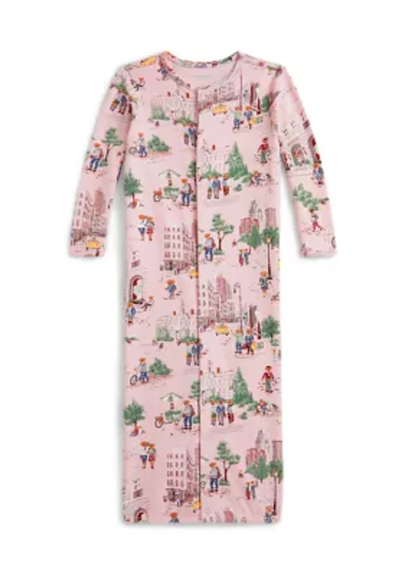 Baby Girls Polo Bear Cotton Footed Zip Coverall