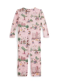 Baby Girls Polo Bear Cotton Footed Zip Coverall