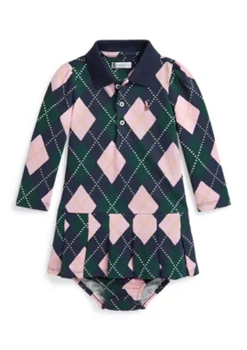 Baby Girls Argyle Mesh Polo Dress & Bloomer