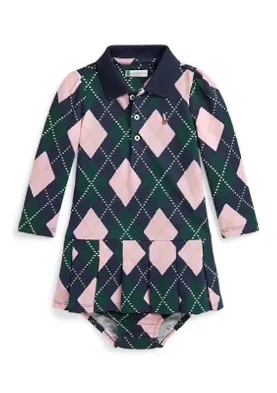 Baby Girls Argyle Mesh Polo Dress & Bloomer