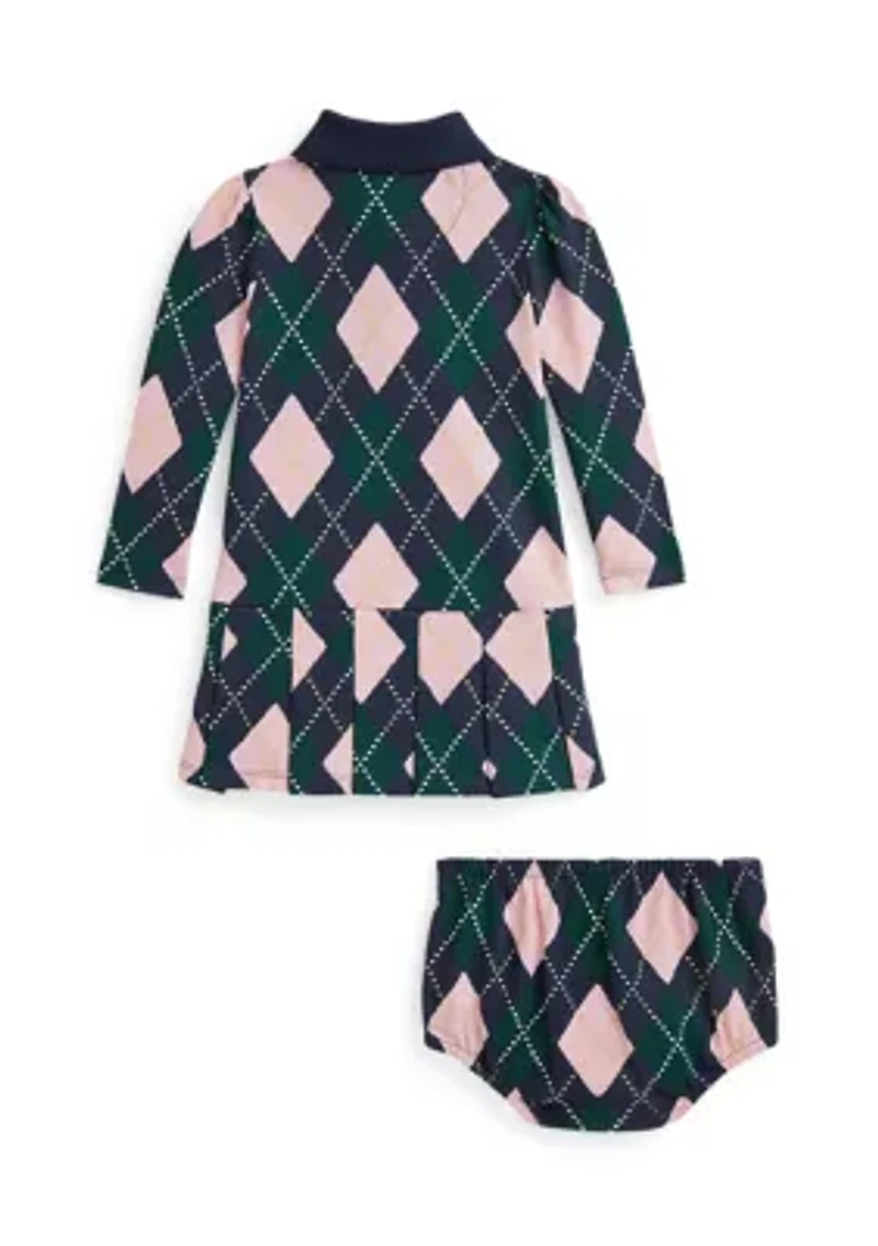 Baby Girls Argyle Mesh Polo Dress & Bloomer