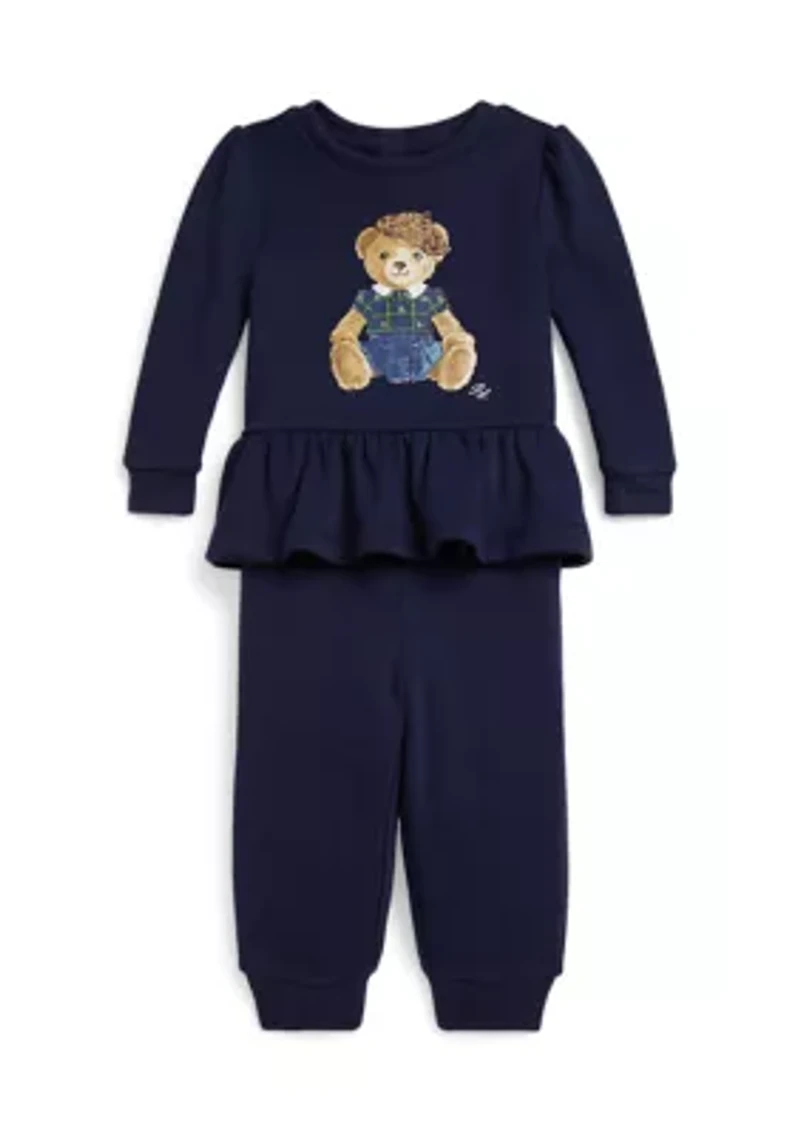 Baby Girls Polo Bear Fleece Sweatshirt & Pants Set