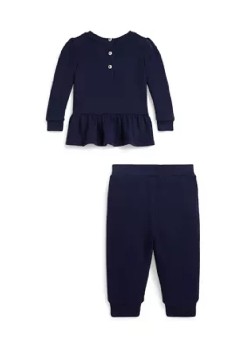 Baby Girls Polo Bear Fleece Sweatshirt & Pants Set