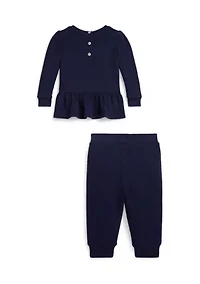 Baby Girls Polo Bear Fleece Sweatshirt & Pants Set