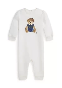 Baby Girls Polo Bear Fleece Coverall