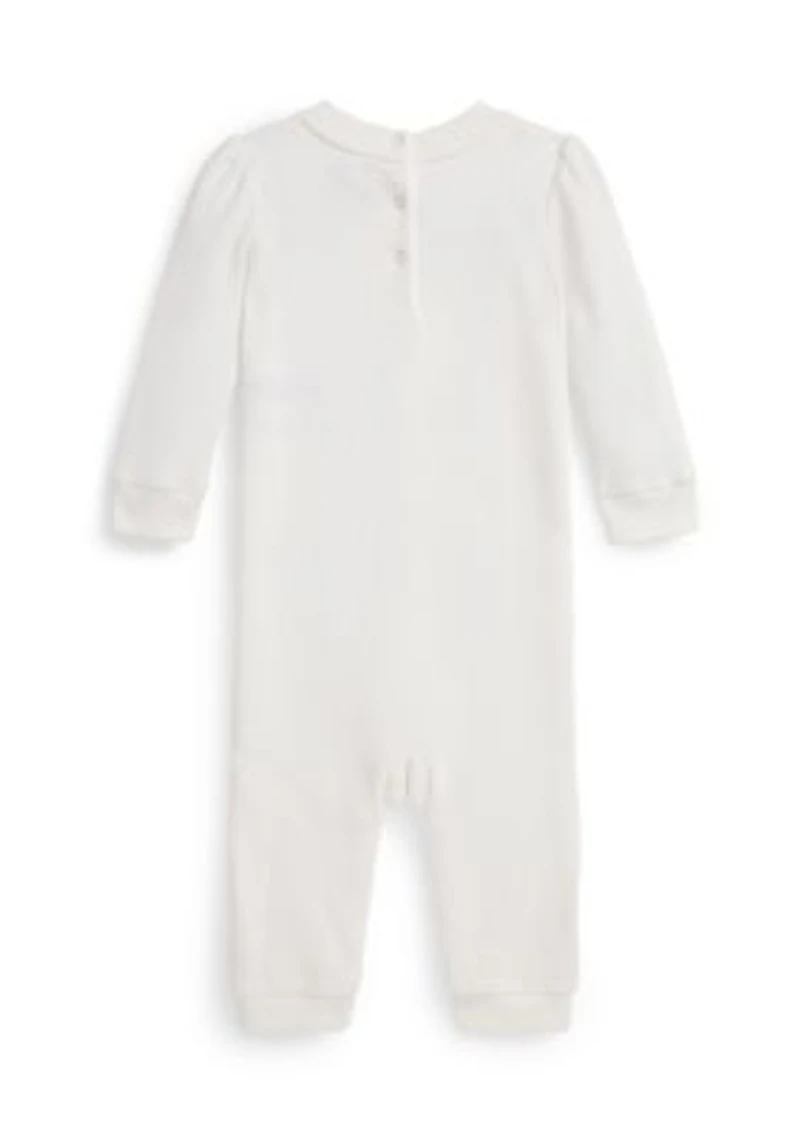 Baby Girls Polo Bear Fleece Coverall