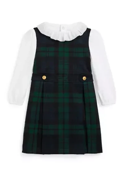 Baby Girls Cotton Bodysuit & Plaid Ponte Dress Set