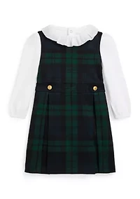 Baby Girls Cotton Bodysuit & Plaid Ponte Dress Set