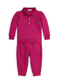 Baby Girls Polo Pony Fleece Sweatshirt & Pant Set