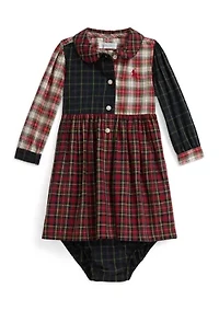 Baby Girls Plaid Cotton Poplin Shirtdress & Bloomer