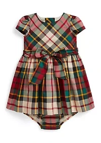 Baby Girls Plaid Twill Dress & Bloomer