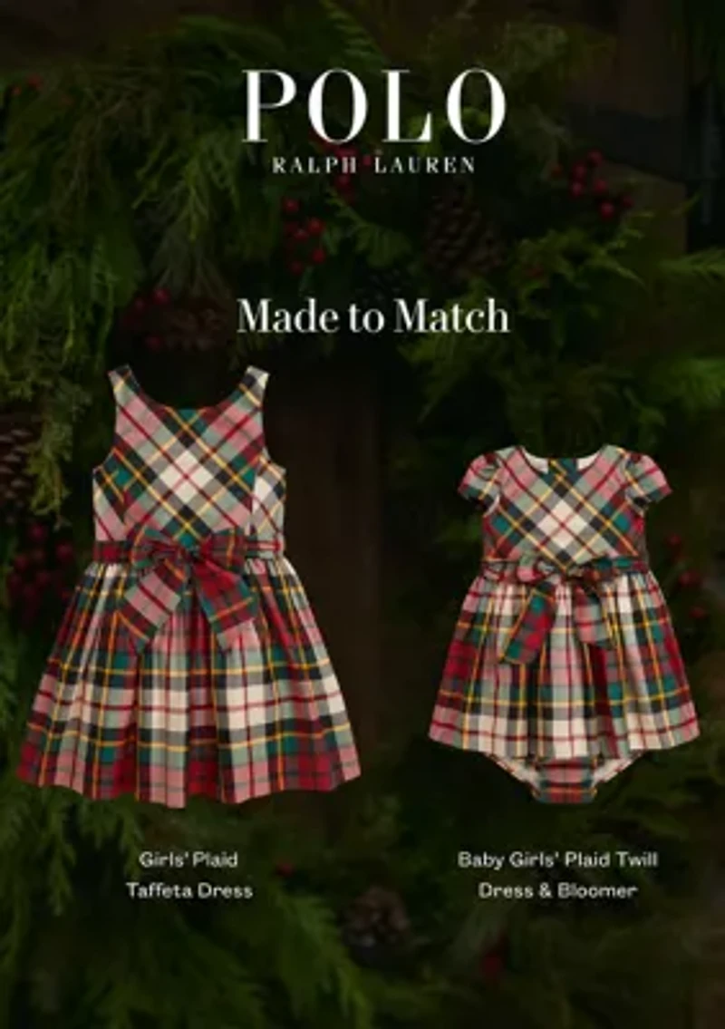 Baby Girls Plaid Twill Dress & Bloomer