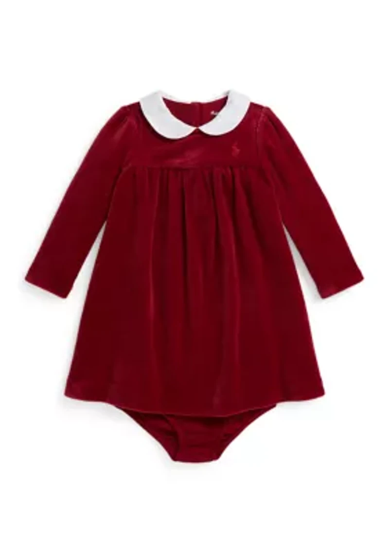 Baby Girls Velour Dress & Bloomer