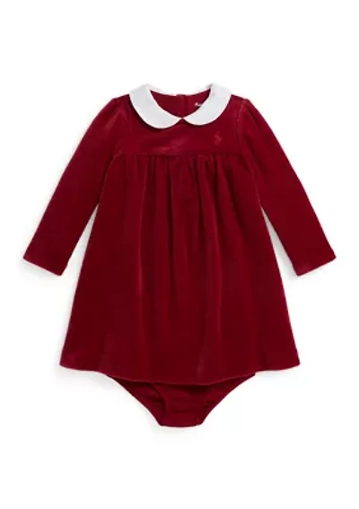 Baby Girls Velour Dress & Bloomer