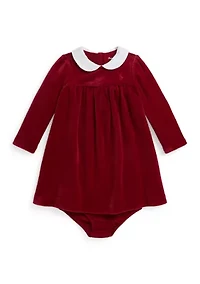 Baby Girls Velour Dress & Bloomer