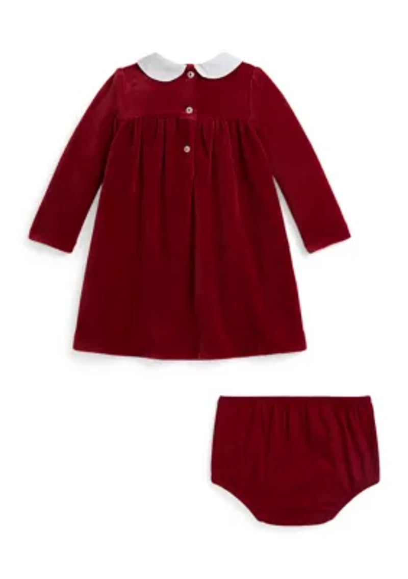 Baby Girls Velour Dress & Bloomer