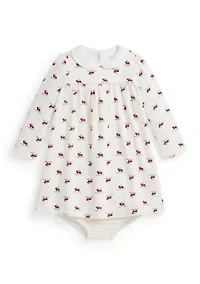 Baby Girls Elk-Print Velour Dress & Bloomer