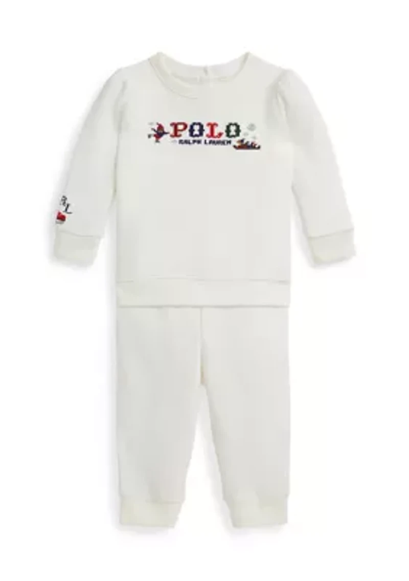 Baby Girls Logo Fleece Sweatshirt & Pant Set