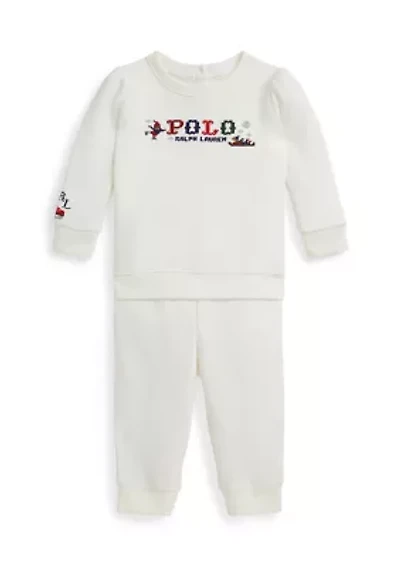 Baby Girls Logo Fleece Sweatshirt & Pant Set